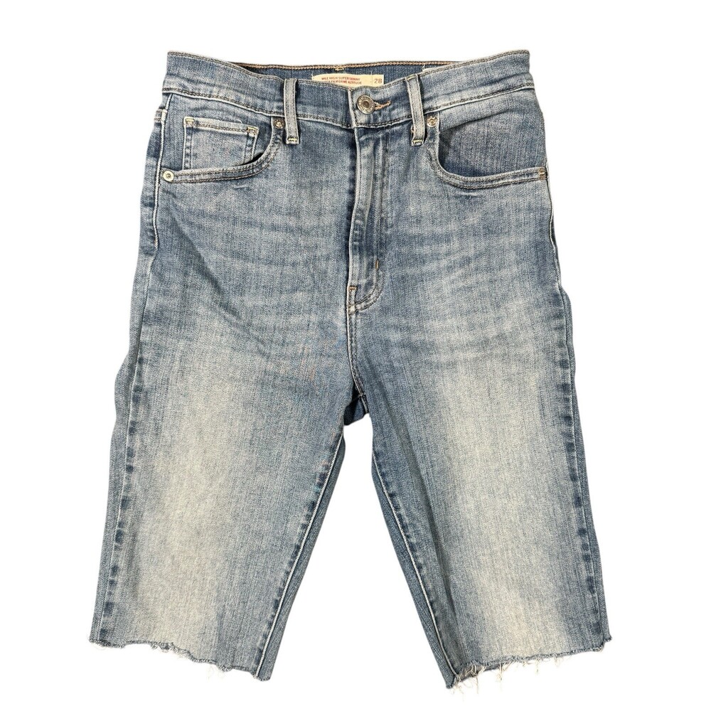 Levis Mile High Super Skinny Cut Offs Denim Jeans Shorts Womens 28 10 in Inseam